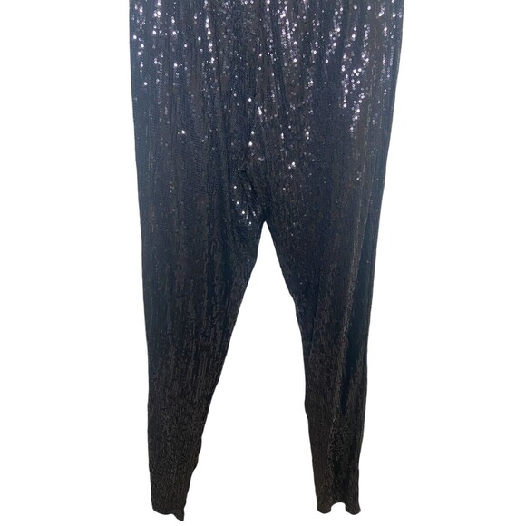 Michael Kors Jumpsuit Size S Black All Over Sequin Bandeau Strapless Pockets - Picture 11 of 11